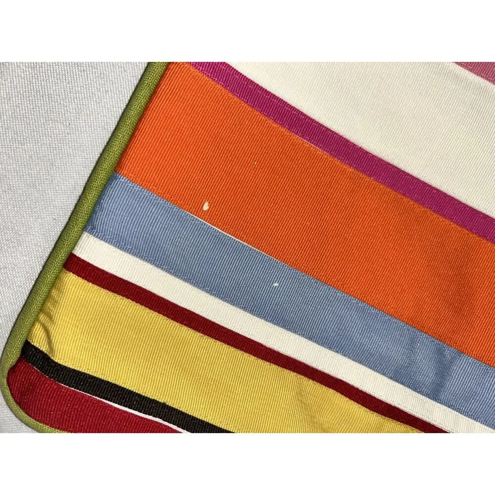 Pottery Barn Gross‎ Grain Ribbon Multicolor Decorative Pillow Cover 20X20 Bright